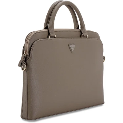 Afbeelding van Guess PU Grained Triangle Logo Laptoptas voor 15 en 16 inch Bruin