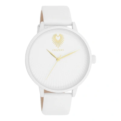 Afbeelding van witte OOZOO horloge met leren band C11343