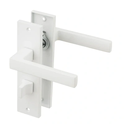 Afbeelding van Ostiumhome® Deurbeslag Deurklink op kort schild met WC Slot 64 mm Wit Arezzo