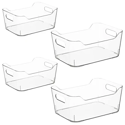 Afbeelding van Navaris Kunststof Organizer Doos Set 4 Stuks transparante Bakken voor Keuken of Badkamer 2 Maten