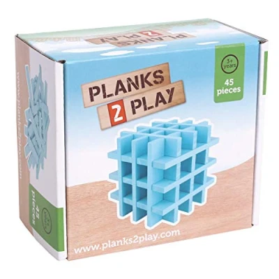 Afbeelding van Planks 2 Play Gekleurde Houten Plankjes Set 45 stuks Licht Blauw