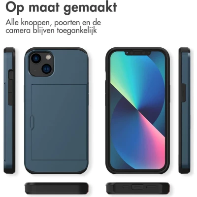 Afbeelding van iMoshion Hoesje Geschikt voor iPhone 13 Ruimte 2 pasjes Backcover met pasjeshouder Donkerblauw