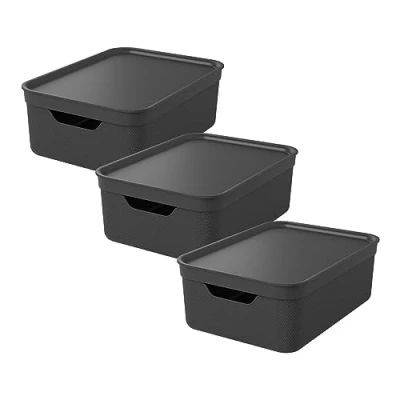 Afbeelding van Jive Dekobox Opbergdozen, 10 l, met deksel, kunststof (gerecycled PP), l (37,5 x 27,8 13,5 cm), 3 stuks
