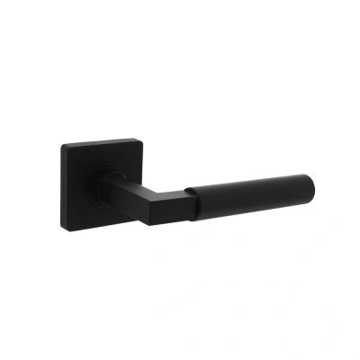 Afbeelding van Intersteel Deurkruk Bau Stil op vierkante rozet 55x55x10 mm mat zwart