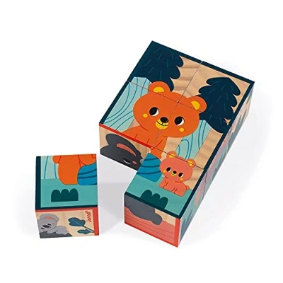 Image de Puzzle en bois Janod 6 cubes animaux