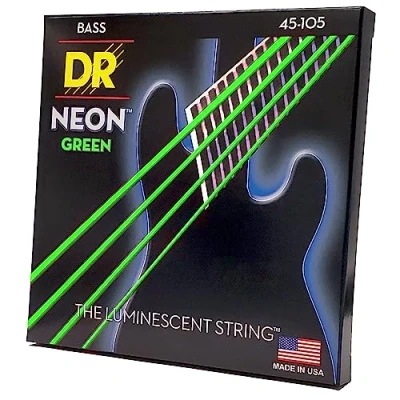 Afbeelding van DR 4er bas 45 105 Hi Def neon Green NGB Snarenset voor 4 string basgitaar
