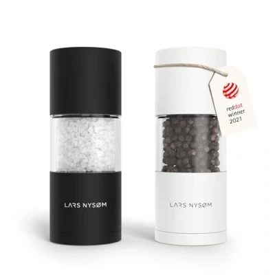 Afbeelding van LARS NYSØM &#039;Sjæl&#039; Peper en zoutmolen set Verstelbare maalgraad Roestvrijstaal Black/White