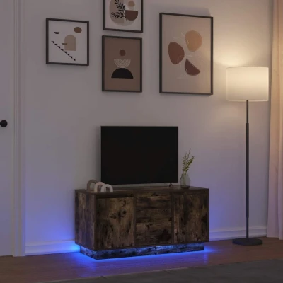Afbeelding van vidaXL Tv meubel met LED verlichting 100x41x50 cm gerookt eikenkleurig