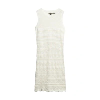 Afbeelding van Superdry MINI Gebreide jurk, Dames, Maat: 34, Desert bone off white