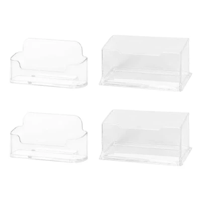 Afbeelding van 4 Stuks Transparante Visitekaartjesdoos Plastic Kantoorbenodigdheden Tafel Kaarten Opbergdoos Display Box