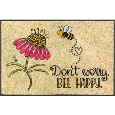 Afbeelding van wash+dry Bee Happy Deurmat, 50 x 75 cm, voor binnen en buiten, wasbaar, meerkleurig