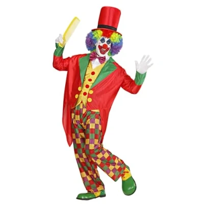 Afbeelding van Widmann Clown &amp; Nar Kostuum Luxe Multicolour Man Rood, Geel Large Carnavalskleding Verkleedkleding