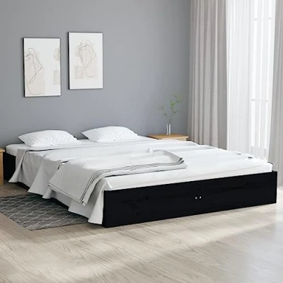 Afbeelding van vidaXL Nestje van massief hout, 120 x 190 cm, 4 m, zwart