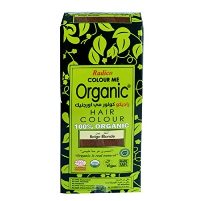 Afbeelding van Radico COLOUR ME ORGANIC Beige Blonde 100% Natuurlijke BIO 9 Kruiden Henna Haarverf Zonder Ammoniak PPD PTD met ECOCERT, HALAL, VEGAN 100g