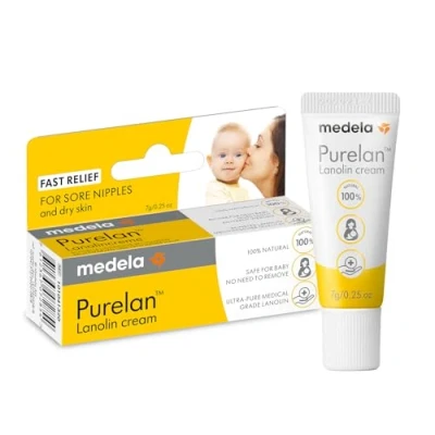 Image de Medela Purelan Crème à la lanoline 7 g Aide rapide pour les et peaux sèches 100 % naturelle, hypoallergénique, testée dermatologiquement sans parfum