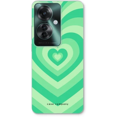 Afbeelding van Case Company® hoesje geschikt voor Oppo Reno 11 F Hart Groen Soft Cover Telefoonhoesje Bescherming aan alle Kanten en Schermrand