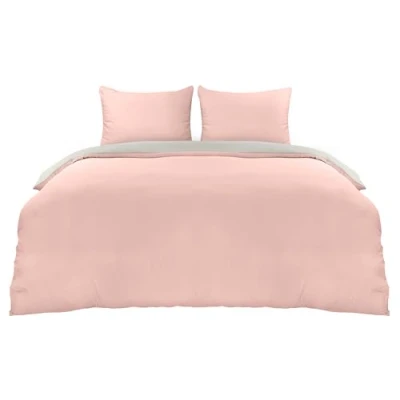 Afbeelding van Utopia Bedding Dekbedovertrekset Zachte dekbedovertrek van microvezel, 240 x 220 cm, met kussenslopen 65 cm Beddengoedset Roze en grijs