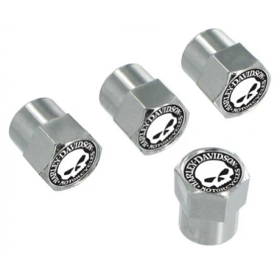 Afbeelding van HARLEY DAVIDSON Chrome Valve Cap met Willy G Skull