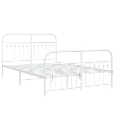 Afbeelding van Bedframe met hoofd en voeteneinde metaal wit 137x190 cm