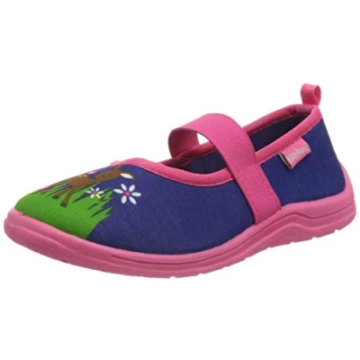 Afbeelding van Playshoes pantoffels cerf voor meisjes, marineblauw roze 372