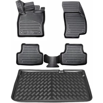 Afbeelding van ELMASLINE 3D Tapis de sol &amp; Coffre pour VW TIGUAN 3 (2023 2025) (plancher chargement inférieur) voiture Bac Accessoires Auto