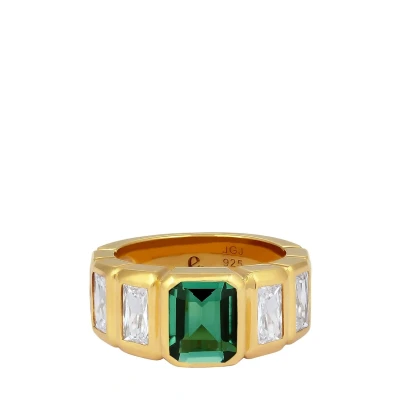 Afbeelding van Elli PREMIUM Ring Band Vrouwen Kwarts Smaragd Geslepen Groen 925 Sterling Zilver Avondkleding