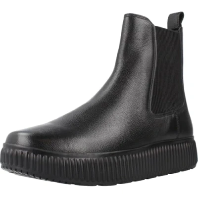 Afbeelding van Geox Enkellaarsjes met sleehak, Dames, Maat: 37, Schwarz Leer