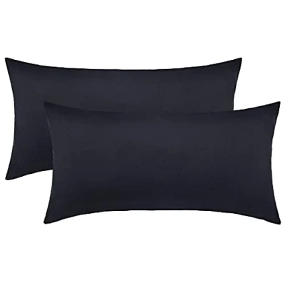 Afbeelding van NatureMark Jersey kussensloop voor zijslaapkussens, nekkussen in vele maten en kleuren, Oeko Tex (40x80cm, zwart), set van 2 stuks