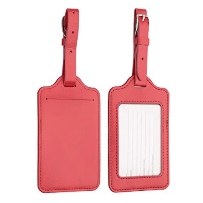Afbeelding van kwmobile 2x bagagelabel voor koffers Set Van 2 kofferlabels 11 x 7 cm kunstleer in donkerrood
