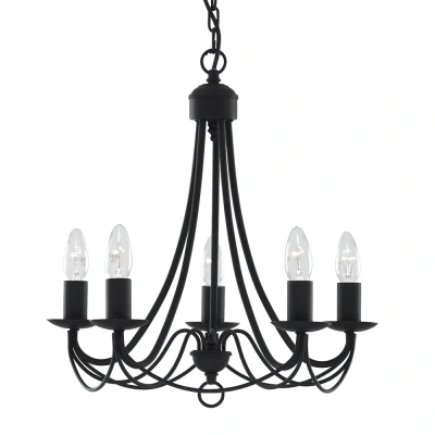 Afbeelding van Searchlight MAYPOLE Hanglamp 5 Lichts Mat Zwart