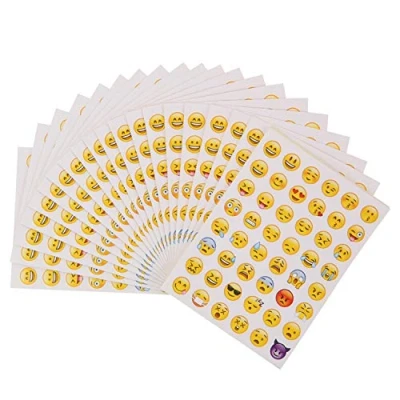 Afbeelding van BOSSTER Emoji stickers, 40 vellen, emoticonstickers voor mobiele telefoon, cadeaukaarten, brieven, decoratie, knutselen, grappige smiles stickers kinderen, notebookdecoratie