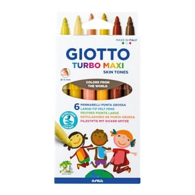 Afbeelding van Giotto Turbo Maxi Skin Tones Viltstiften, Etui Van 6 Stuks Viltstift