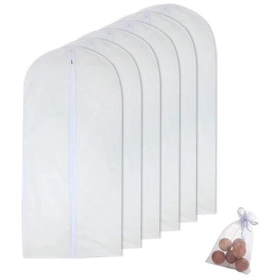 Afbeelding van Garment Bags Covers Clear 61 x 101 cm Hanging Clothing Storage and 6 Cedar Balls for Suit Jacket Shirt Sweater