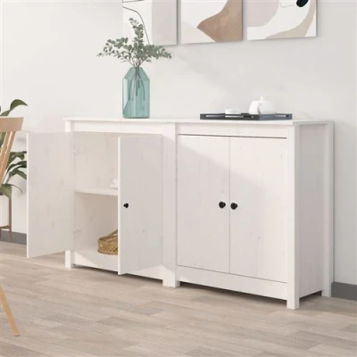 Afbeelding van vidaXL Dressoirs 2 st 70x35x80 cm massief grenenhout wit