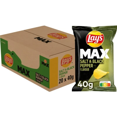 Afbeelding van Lay’s Max Salt &amp; Black Pepper 20 x 40 gram