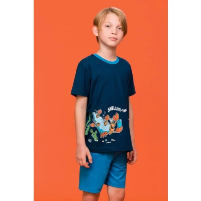 Afbeelding van Woody Jongens Heren Pyjama donkerblauw maat 152/12J