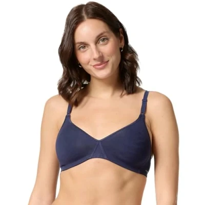 Afbeelding van Nur Die Baumwoll Bh Bügelloser dubbellaagse zachte beha comfortabele onzichtbare naadloze onderkleding damesbeha (1 stuk), Denim blauw, 105C