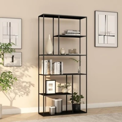 Afbeelding van Boekenkast Vehmaa schap staal 188x90x30 cm zwart mat