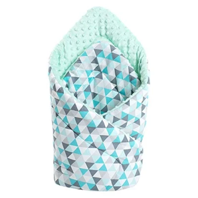 Afbeelding van Minky Hoofdkussen, 100% katoen, 75 x cm, dubbelzijdig, zacht, het hele jaar door multifunctioneel, hypoallergeen, voor baby&#039;s, Medi Partners (driehoeken met mint minky)