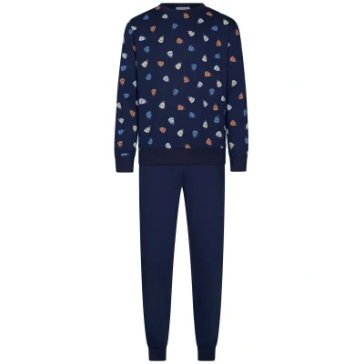 Afbeelding van Pastunette heren pyjama badmintonshuttles Blauw Maat XS