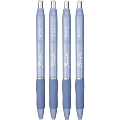 Afbeelding van Sharpie S Gel Gelpen, 0,5 mm, kunststof behuizing, zwarte inkt, mat, blauw, 4 stuks