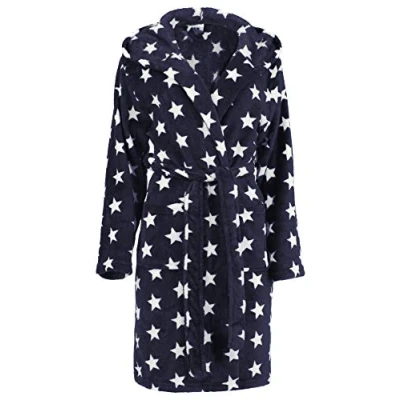Afbeelding van Brandsseller Badjas voor dames met sterren in de maten: S/M L/XL kleuren: antraciet/wit, Navy/Weiß, L XL