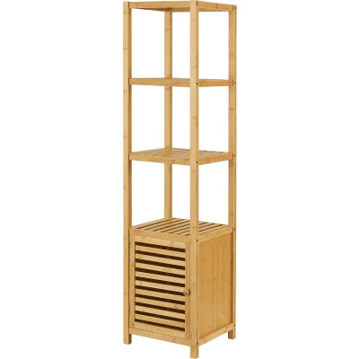 Afbeelding van Staand rek Liminka bamboe badkamerkast 140x34x33 cm