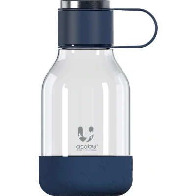 Afbeelding van Asobu Dog Bowl Bottle Tritan Blauw inhoud 1,5 liter incl. drinkbak voor de hond aan onderkant