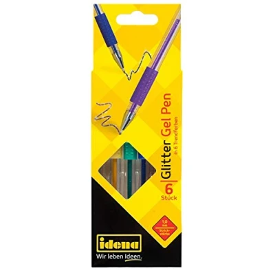 Afbeelding van Idena 512080 set van 6 glittergelpennen in trendy kleuren kartonnen etui