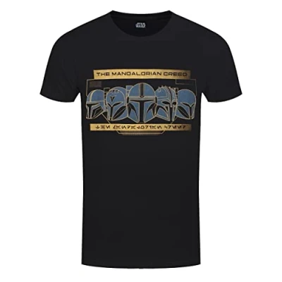 Afbeelding van Henry Tiger STAR WARS Mandalorian ROW OF Helmets Tshirt print, Heren, Maat: Small, Black