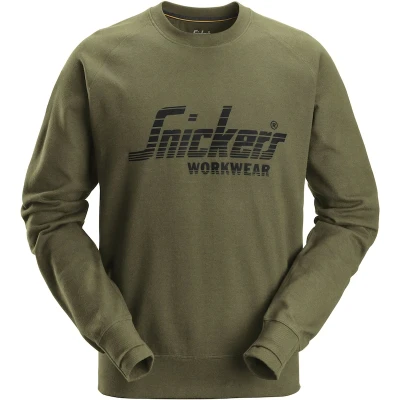 Afbeelding van Snickers 2892 Logo Sweatshirt Khaki Groen/
