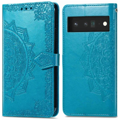 Afbeelding van iMoshion Hoesje Geschikt voor Google Pixel 6 Pro Met Pasjeshouder Mandala Bookcase Turquoise