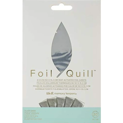 Afbeelding van We R Memory Keepers Folie, zilverkleurige zwan, 30 vellen, 10,1 x 15,2 cm, voor quilten, glanzende ornamenten en designs, cm