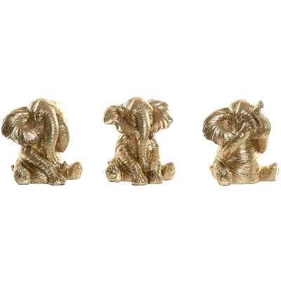 Afbeelding van Decoratieve figuren Home ESPRIT Gouden Olifant 13 x 12 14 cm (3 Stuks)